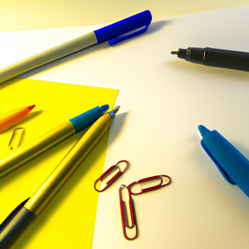 Image of office supplies such as pens and paper